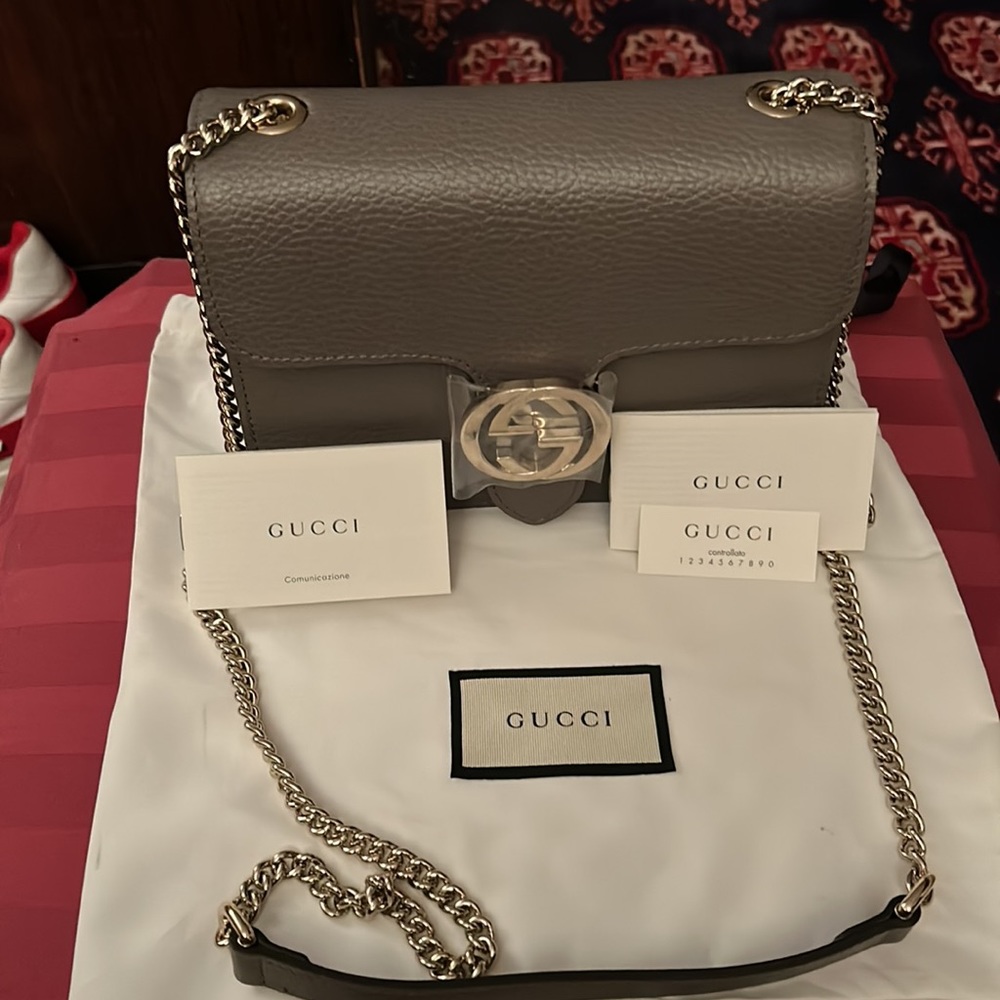 NWT Interlocking GUCCI GREY BAG - Picture 8 of 9